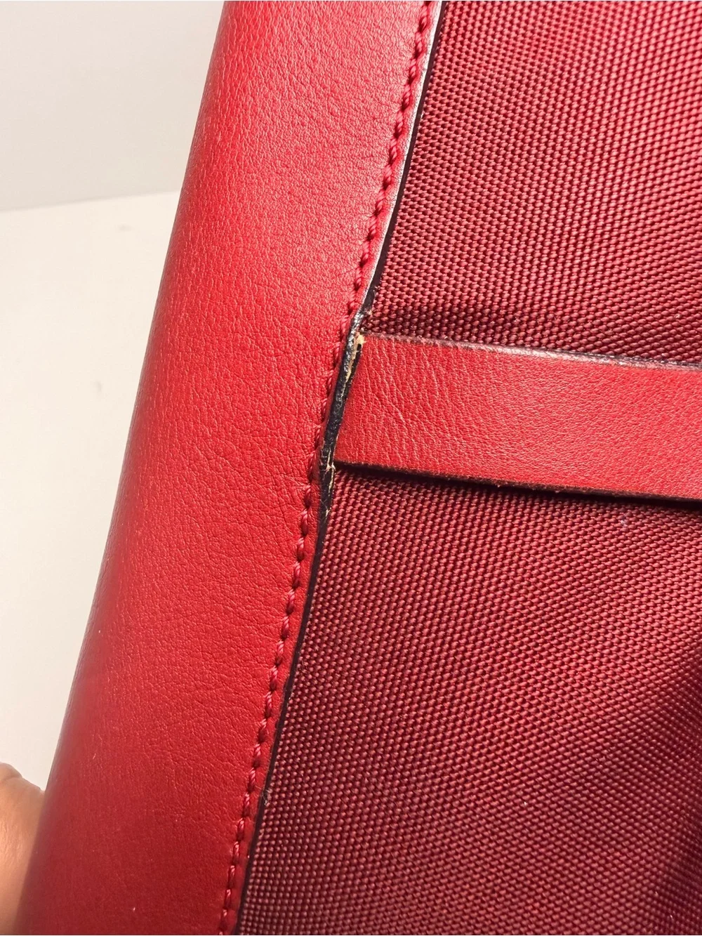 Women Red Leather purseBag with Silver Hardware